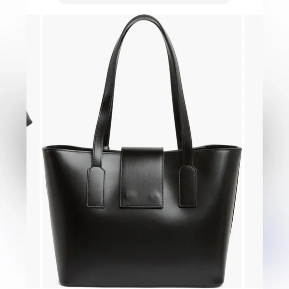 NWT Valentino By Mario Valentino Delphine Super V Leather Tote Bag Black - Picture 4 of 9